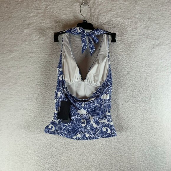 Tommy Hilfiger Halter Tankini Top Womens Small Provence Blue Paisley Print Beach - Picture 2 of 5